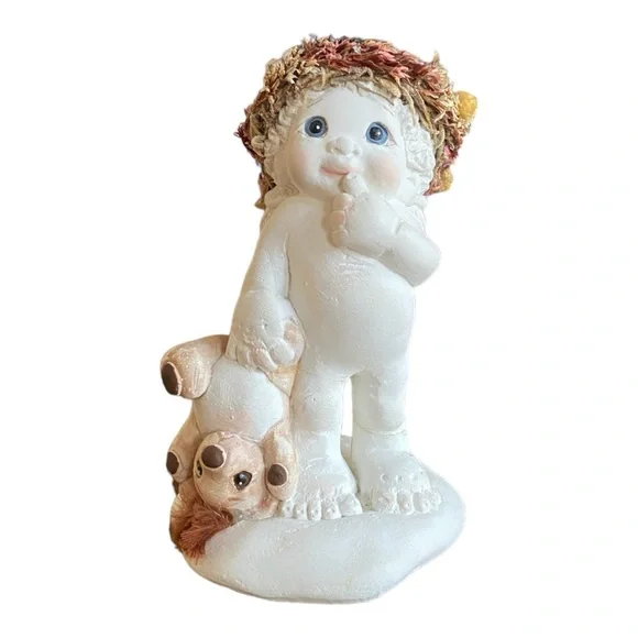 Vintage 1995 Dreamsicle “Nite Nite” cherub with Teddy bear 4” tall. - Picture 1 of 7